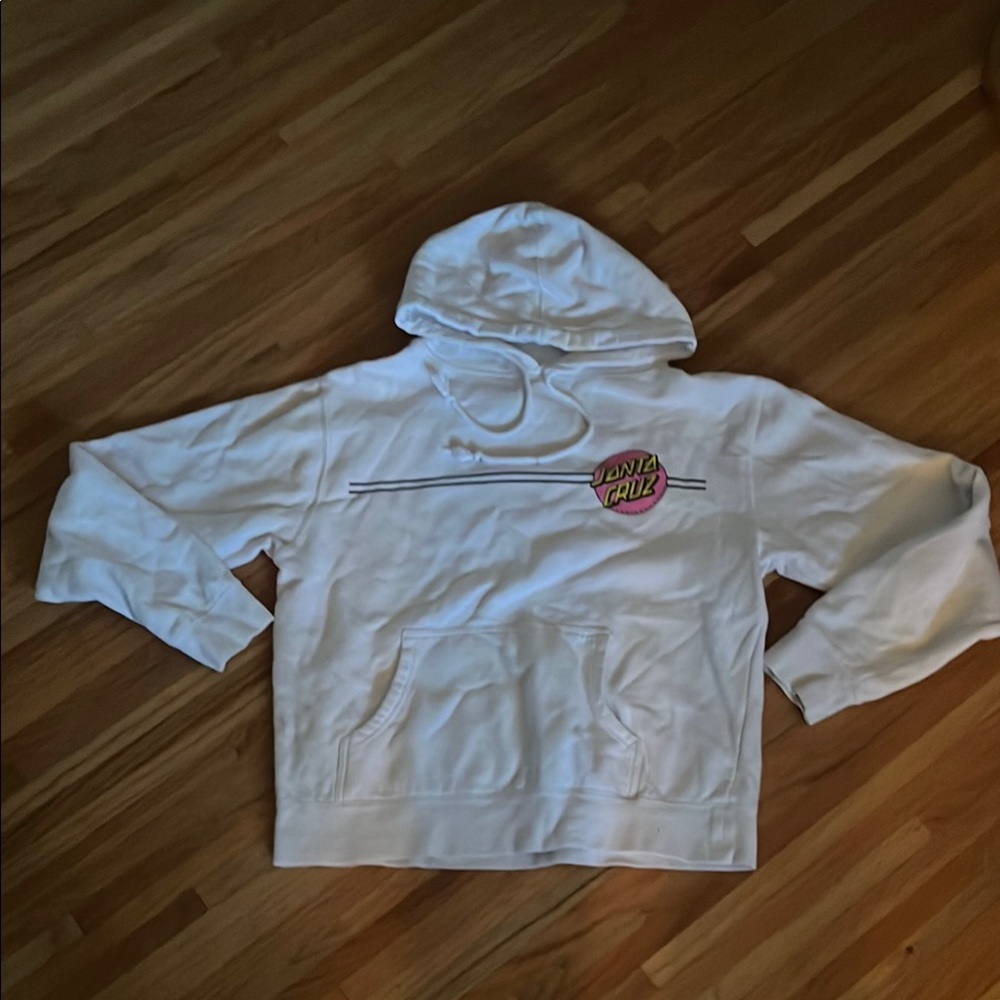 Santa Cruz Skateboards White Oversized Hoodie Long Sleeve